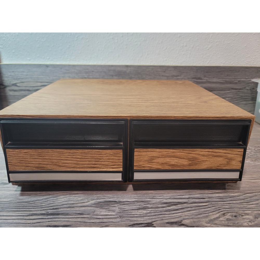 vintage vhs tape holder Oak cabinet style holds 22 tapes good condition